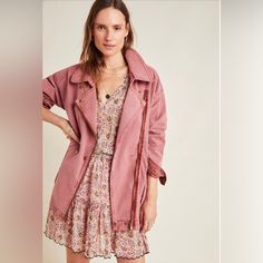 Brand New With Tags Anthropologie Moto Jacket, Dusty Rose Color. Looks Great With Dresses, Jeans Etc. Super Cute!! Sold Out Online All Sales Final. No Returns. Winter Outfits Warm, Suede Moto Jacket, Anthropologie Jacket, Red Fits, Down Parka, Petite Outfits, Ladies Dress Design, Moto Jacket, Winter Dresses