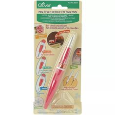 the pink pen is in its packaging with instructions on how to use it and how to use