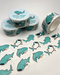 This listing is for one Whale Shark patterned Washi tape. These washi tape rolls come sealed in plastic and are 2 cm wide and 10 meters long.  Perfect for journaling, spicing up your cards, letters, and presents. Cute Shark Things, Animal Anatomy, Stationary Design, Mia 3