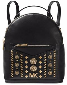 New with tags Michael Kors Jessa Studded backpack   Color:Black features: A variety of designer studs cover the MICHAEL Michael Kors Jessa Convertible Backpack for an undeniably chic appeal. 8"W x 10"H x 4"D  1"L handle; backpack straps: 26-1/2"L to 28-1/2"L; crossbody strap: 19"L to 21"L Zip closure Gold-tone exterior hardware, 1 zip pocket & 2 slip pockets 1 interior zip pocket & 1 slip pocket Converts from backpack to crossbody by adjusting straps Leather; lining: polyester Authenticity 100% Teen Backpacks, Michael Kors Mini Backpack, Studded Backpack, Backpack For Teens, Convertible Backpack, Purse Accessories, Book Bag, Backpack Straps, Studded Leather