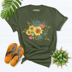 Sunflowers Shirt, spring clothing for women tee, sunflower summer shirt, Sunflower wildflower Shirt, Flower Shirt, Botanical Shirt, spring shirt women, sunflower shirt, mothers day gift, Floral Shirt, garden shirt Hello! Thank you for supporting small businesses. My main priority here is the satisfaction of my customers. My t-shirts are Bella+Canvas brand. If Bella+Canvas is out of stock, I will send it from a brand of the same size and quality. If you want to see this design on the SWEATSHIRT y Spring Shirts Women, Garden Shirt, Wildflower Shirt, Sunflower Shirt, Botanical Shirt, Gift Flower, Gardening Shirts, Floral Heart, Heart Shirt