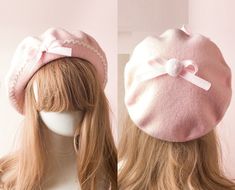 Doll Bow Autumn Plaid Beret Hat 💜 sugarplum · y2k, coquette, egl, cosplay fashion and home decor store 💜 Powered by Storenvy Coquette Accessories, Plaid Beret, Pastel Academia, Cute Beret, Pink Beret, Kawaii Hat, Wool Beret, Hat Types, Wool Berets