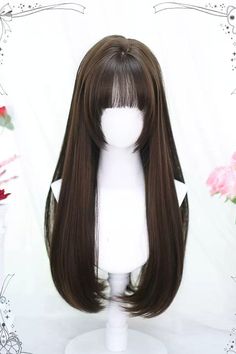 Fabric: Polyester, High Temperature Wire Color: Brown/Black Style: Sweet Clothing Type: Wig Include: Wig*1 (Any of the accessory is not included.) Cute Wigs, Brown Hair Wigs, Oc Hair, Kawaii Wigs, Hair Color Underneath, Long Hair Wigs, Cosplay Hair, Kawaii Hairstyles, Fantasy Hair