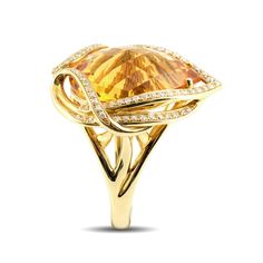 . Elegant Pear-shaped Topaz Ring For Formal Events, Elegant Pear Shaped Topaz Ring For Formal Occasions, Detailed Ring, 18k Yellow Gold Ring, Natural Citrine, Yellow Gold Ring, Yellow Gold Rings, Pear Shaped, Citrine