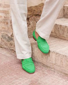 Step up your summer style with our eco-friendly green raffia men's loafers. These handmade natural fiber slip-ons are lightweight and breathable, making them the perfect choice for any casual occasion. 🌿 Sustainable Raffia Material: Crafted from eco-friendly raffia, these loafers are both stylish and kind to the environment. 🌞 Breathable and Lightweight: The woven design keeps your feet cool and comfortable during hot summer days. 👞 Versatile Slip-Ons: Ideal for beach trips, casual outings, or summer events, these loafers pair effortlessly with any outfit. 🎁 Handcrafted Quality: Each pair is meticulously handmade, ensuring unique quality and long-lasting durability. 🌍 Eco-Friendly Choice: Embrace sustainable fashion with footwear made from renewable materials. Upgrade your summer ward Green Slip-on Loafers With Round Toe, Green Summer Loafers With Round Toe, Green Loafers With Round Toe For Summer, Green Slip-on Loafers With Rubber Sole, Green Loafers With Rubber Sole For Spring, Green Slip-on Loafers For Spring, Spring Green Slip-on Loafers, Green Loafers With Rubber Sole, Green Round Toe Loafers For Spring