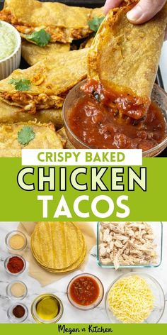 the cover of crispy baked chicken tacos