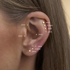 a woman's ear is shown with small dots on the side of her ear