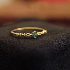 Emerald Promise Ring Simple, Dainty Emerald Jewelry, Emerald Cut Ring Dainty, Simple Green Ring, Dainty Engagement Ring Emerald, Promise Ring Vintage, Small Green Ring, Simple Gold Ring With Stone, Tiny Emerald Ring