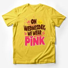 Show off your playful side with this vibrant On Wednesday We Wear Pink T-shirt! Made for those who love to add a pop of color and a dash of fun to their wardrobe, this tee features a cheerful smiling sun and a lively script that celebrates the joy of pink Wednesdays. Its unisex fit makes it perfect for anyone to wear, while the soft cotton material ensures comfort all day long. Whether you're coordinating with friends or just expressing your unique style, this shirt is sure to become a favorite On Wednesday We Wear Pink, Sun Graphic, Smiling Sun, Statement Tshirt, Pink T Shirt, Statement Shirt, Casual Summer Shirts, Pink Tshirt, Friends Shirt