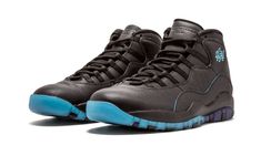 Black/gamma blue/fierce purple leather Air Jordan Retro 10 "Shanghai" sneakers from jordan featuring round toe, flat rubber sole, front lace-up fastening, branded insole and ankle length.  These styles are supplied by a premium sneaker marketplace.  Stocking only the most sought-after footwear, they source and curate some of the most hard to find sneakers from around the world. Leather Jordan Shoes With Laces For Streetwear, Streetwear Jordan Shoes With Lace-up Design, Lace-up Jordan Shoes With Contrast Sole For Light Sports, Streetwear Jordan Shoes With Boost Midsole, High-top Jordan Shoes With Contrast Sole For Sports, Leather Jordan Shoes With Contrast Sole For Sports, Sporty Jordan Shoes With Round Toe And Laces, Jordan Lace-up Shoes For Light Sports With Rubber Sole, Jordan Shoes With Cushioned Footbed For Streetwear