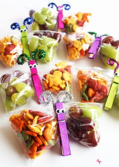 several bags filled with different types of candies