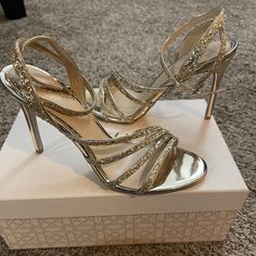 Brand New In Box! Jewel Badgley Mischka Desiree Gold Heels Sz 81/2 Jewel Badgley Mischka, Badgley Mischka Shoes, Bridal Heels, Gold Heels, Shoes Brand, Badgley Mischka, Shoe Brands, Shoes Women Heels, Shoes Heels