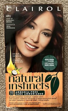 Clairol Natural Instincts Hair Color #4RV BURGUNDY BROWN / #32 EGYPTIAN PLUM. Eggplant Hair Color, Natural Instincts Hair Color, Eggplant Hair, Plum Hair Color, Clairol Hair Color, Clairol Hair, Clairol Natural, Clairol Natural Instincts, Hair Color Plum