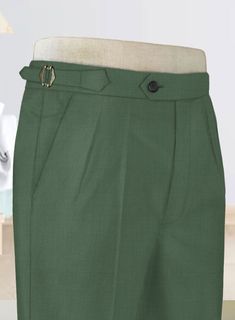 Fuse style and substance effortlessly with these unique-hued trousers. The Napolean Moss Green Wool Highland Trousers are elegant and exude a polished all-purpose look. Crafted from a wool blend, these trousers are stylishly designed from the finest wool fabric.   
  Look Includes    Napolean     Moss     Green     Wool  Fabric  Cross Pocket  Forward 2 Pleats  Side Tabs (No Loops)- Arrow Shape  Bottom Cuff (1.5")  Two Welted Back Pockets on Trousers    Click 'Customize Now' to modify the look i Mens Sewing, Blue Linen Suit, Blue Tweed Jacket, Black Tuxedo Suit, Mens Sewing Patterns, Grey Wool Suit, Fabric Cross, Casual Office Wear, Scottish Fashion