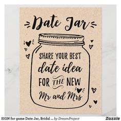 a card with the words date jar on it