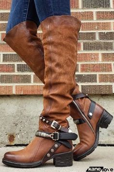 Elevate your style with our Chic Rivet Strap Wrapped Moto Boots, priced at just 68.99 on KaneLove.com. Enjoy free shipping on orders over $59. Experience fashion that loves you back! Viking Boots, Steampunk Boots, Vintage Heels, Chunky Heels Boots, Red Heels, Thick Heels, Moto Boots, Cowgirl Boots, Brown Boots