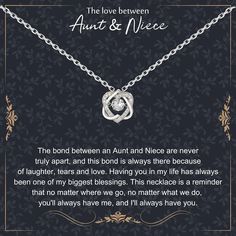 PRICES MAY VARY. Aunt and Niece Gifts: Honor the infinite bond between aunt niece and let her know she's always connected to you just like these Infinity heart. When she wears this necklace She will know that you were never truly part, maybe in distance, but never in heart. It’s an unbreakable necklace, and perfect gifts for aunt from niece at any time of the year. Show the special woman in your life you'll love her forever with this touching gifts. mothers day birthday christmas gift from niece Presents For Aunts, Aunt Niece, Aunt Birthday, Niece Gifts, Gifts For Aunt, Sterling Silver Heart Necklace, Infinity Heart, Auntie Gifts, Mothersday Gifts