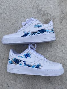 1 of 1 hand-painted  Brand new with Box Design and paint are wear and waterproof Shoes are made and shipped within 1-2 weeks Nike Customised Shoes, Customise Shoes, Nike Air Force Custom, Nike Af1 Custom, Nike Clothes, Nike Shoes Women Fashion, Custom Sneakers Diy, Af1 Custom, Pretty Sneakers