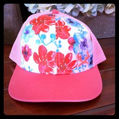 Sweetest Trucker Hat Around! Pink, Blue And White Nwot Ugg Sandals, Chanel Hat, Striped Shawl, Orange Floral Dress, Beige Hat, Adidas Hat, Straw Cowboy Hat, Aviator Hat, Gucci Hat