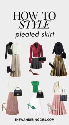 Thinking about what to wear with pleated skirt? This post shows you 13 pleated skirt outfit ideas and exactly how to style pleated skirts so it looks classy. These outfits include black pleated skirts, short pleated skirts, long pleated skirts, white pleated skirts, winter pleated skirts, and summer pleated skirt ideas. Pink Pleated Skirt Outfit, Pleated Midi Skirt Outfit, Skirts Winter, Skirt Outfit Fall, Pleated Skirt Outfit