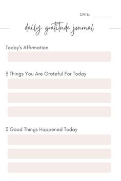 Gratitude journal Affirmation Journal Template, Simple Daily Journal Ideas, Journal Prompts Simple, Easy Daily Journal Ideas, Night Journal Template, Gratitude Journal Templates, Gratitude Journal Templates Printable Free, Free Printable Gratitude Journal Pages