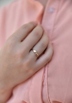 "REAL 14k gold ! ❤️ \"LOVE is in the air!\" Delicate 14k GOLD tiny heat ring full of love, so you can keep it close to your hear! This dainty ring is perfect to wear it alone or stacking it with other rings to get a total look. ❀ ➤Features: ♦ Metal: 14k SOLID GOLD (Rose or Yellow) ♦ Bandwidth: 1 mm/ 18 gauge ♦ Heart Size : 4 mm ➤ PACKAGING Item will arrive in pretty gift packaging. If you are purchasing it as a gift please feel free to add a personal note. ➤ 100% HAND MADE - Each item is handcra Gold Heart Jewelry, Heart Ring Gold, Simple Stacking Rings, Gold Nose Hoop, Jewelry Stacking, Heart Promise Rings, Ring Minimal, Nose Earrings, Gold Heart Earring