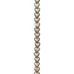 a silver bracelet with hearts on it