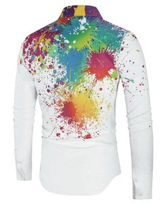 Men's Clothing Multicolor Slim Fit Shirt For Summer, Multicolor Slim Fit Long Sleeve Shirt, Casual Multicolor Slim Fit Shirt, White Long Sleeve Top With Graffiti Print, Casual Long Sleeve Shirt With Graffiti Print, Multicolor Slim Fit Cotton Tops, White Graffiti Print Top For Fall, Slim Fit Graphic Print Shirt For Spring, Multicolor Shirt With Graffiti Print For Spring