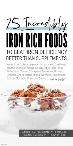 75 Iron Rich Foods   For Iron Deficiency Iron Rich Vegetarian Foods, Heme Iron Rich Foods, Foods For Iron Deficiency, Foods For Iron, High Iron Smoothies, Iron Rich Diet, Food For Iron Deficiency, Iron Rich Snacks, Foods For Vegetarians