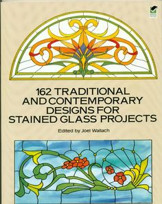 the front cover of a book with stained glass on it and an image of flowers