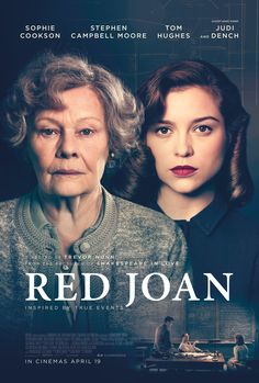 the movie poster for red joan, starring two women in front of a dark background