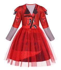 PRICES MAY VARY. Red costumes is inspired by the popular musical seires,featuring a vivid print that is both fashionable and stylish.Transform your little one into a magical red princess. Red descendants costume made from lightweight fabrics polyester for comfort and ease of movement,stand out at any costume party with this stunning descendants halloween costume. Red princess dress features a zipper jacket design,3D digital print,ruffle long sleeves,turn-down collar,double-layered tulle skirt,ma Harley Queen Costume Kids, Red Queen Kids Costume, Red Queen Baby Costume, Queen Of Hearts Kids Dress, Red Descendants, Queen Of Hearts Dress, Red Princess Dress, Princess Fancy Dress, Toddler Fancy Dress