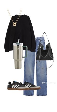 Cool Mom Outfits Spring, Author Outfits, Saturday Outfit Casual Weekend Wear, Samba Outfit, Outfit Layout, Looks Street Style, Black Sweater