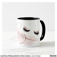 Lash Boss Makeup Eyebrow Eyes Lashes Rose Gold Mug Esthetician Salon, Boss Makeup, Lash Boss, Gold Mug, Eyes Lashes, Eyebrow Hacks, Water Flask, Lash Business, Lash Salon