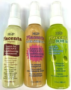 HNP Placenta  Leave-In INSTANT Conditioning Treatment 5 oz (Original / Super / Olive Oil) Product Description: Placenta extract nature's most powerful protein, revitalizes & protects every hair type.  Create gorgeous, beautiful hair, naturally! For extremely damaged hair  Directions: Shampoo hair and towel dry. Shake well Spray treatment generously over entire hair and scalp. Do not rinse. Allow to penetrate for 3 minutes then style as usual. Shipping and Handling We usually ship the same day th Placenta Leave In Conditioner, Extremely Damaged Hair, Natural Hair Treatments, Low Porosity Hair Products, Shampoo Hair