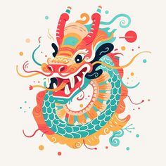 Chinese dragon abstract illustration. Chinese year of the dragon royalty free stock image Year Of Dragon Illustration, Cny Dragon Illustration, Dragon Art Ideas, Cartoon Chinese Dragon, Chinese Dragon Illustration Cute, Chinese New Year Dragon Drawing, Chinese Year Of The Dragon