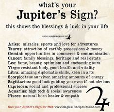 an advertisement with the words, what's your jupter's sign?