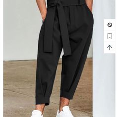 Incerun Casual Solid Black Loose Pant Black Bottoms With Belt Loops For Business Casual, Black Bottoms For Business Casual In Summer, Summer Black Bottoms For Business Casual, Lulu Lemon Joggers, Pacsun Sweatpants, Jordan Essentials, Adidas Joggers, Cuffed Joggers, Cotton Sweatpants