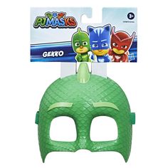 a green mask with two masks on it