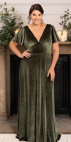 Plus SIze Mother Of The Bride/Groom Dresses Simple Evening Gowns Wedding Guest Dress on Storenvy Simple Evening Gown, Wrap Dress Outfit, Velvet Wrap Dress, Olive Dress, Baltic Born, Wrap Maxi Dress, Bride Groom Dress, Mid Length Sleeves, Nursing Friendly