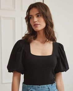 Narrow Square Neckline, Poofy Sleeve Shirt, Japan Thrift, Puffy Sleeve Tops, Puffy Sleeves Shirt, Puffy Sleeves Top, Puffy Sleeve Shirt, Square Neck Shirt, Square Neck Tops