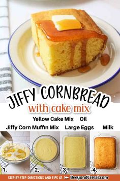 an advertisement for jelly cornbread with cake mix