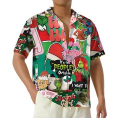 TAILOR-MADE TROPICAL STYLE 🌴 Our Hawaiian shirts are crafted just for you, not pre-made. Allow 3-6 business days for production. Please review all product details like type, size, and shipping address carefully before ordering to ensure accuracy. VIBRANT DESIGNS AND HIGH-QUALITY MATERIALS 🎨 Material: 100% polyester for softness and comfort. Features: Soft fabric with an open collar and round buttons ensures comfort with every wear. ❗ Color Disclaimer: Actual colors may slightly differ from online images due to monitor and lighting variances. SIZING GUIDE 📏 Achieve the perfect fit by following our detailed sizing guide (available in the last photo). We suggest using a tape measure for accuracy. Note: Manual measurements could vary by 1 - 1.5 inches. SHIPPING DETAILS 🚚 Shirts are shipped Multicolor Printed Christmas Tops, Holiday Short Sleeve Printed Top, Multicolor Printed Holiday Tops, Multicolor Printed Tops For Holiday, Casual Short Sleeve Shirt For Holiday, Festive Green Short Sleeve Top, Casual Green Holiday Shirt, Casual Green Shirt For Holiday, Multicolor Graphic Print Holiday Tops