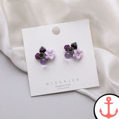 Cute Flower Stud Beach Earrings Beach Earrings, Crystal Resin, Geometric Studs, Flower Stud, Crystal Stud Earrings, Purple Crystals, Flower Earrings Studs, Crystal Flower, Stunning Earrings