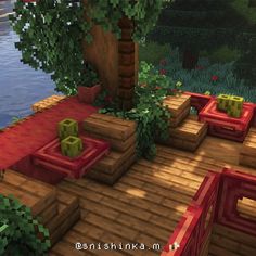 Minecraft Sunroom Ideas, Patio Minecraft Ideas, Bar Ideas Minecraft, Minecraft Bar Design, Bar In Minecraft, Minecraft Summer Camp, Minecraft Lush Caves Build, Basement Minecraft, Nether Wart Farm