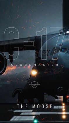 an airplane with its lights on and the words g77 below it