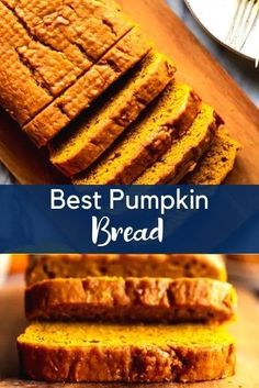 the best pumpkin bread is sliced and ready to be eaten