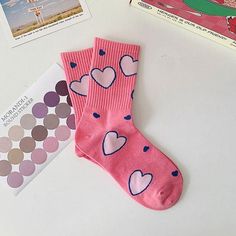 Sweet Pink Socks Set Upgrade your sock game with our Sweet Pink Socks Set! This kawaii set features beautifully delicate pink designs for a touch of sweetness in your everyday outfits. Perfect for adding a pop of cuteness to any look. Free Size Material: Cotton, Polyester Sweet Pink Aesthetic, Cherry Socks, Aesthetic Socks, Pink Designs, Flower Socks, Anime Lingerie, Cherry Flower, Heart Socks, Pink Socks