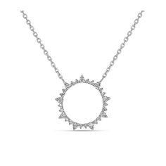 14 Karat Gold 0.16 Carat Total Weight Prong Set Round Diamond Sun Circle Necklace. The Necklace Is Adjustable From 16-18 Inches And Contains 27 Round Diamonds. The Sun Is 1/2 In Diameter. Sun Circle, Necklace White, Circle Necklace, 14kt Gold, Round Diamond, Prong Setting, Round Diamonds, The Sun, Diamonds