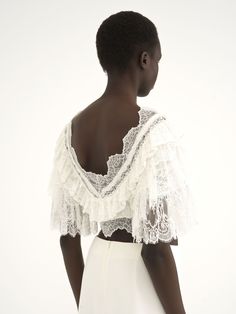 Find CHLOÉ Heritage V-neck Lace Top on Editorialist. Cropped heritage V-neck lace top crafted from a silk base with authentic floral lace trims made in France. Spring Getaway, White Lace Top, Top Crafts, Flower Lace, Blue Springs, Summer Fabrics, Sandals For Sale, Neck Lace, Lace Trims